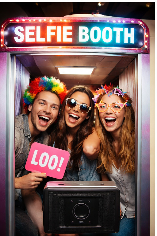 Selfie booth with fun accessories
