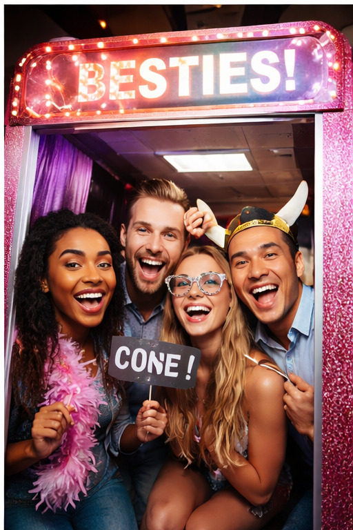 Friends enjoying the photo booth experience